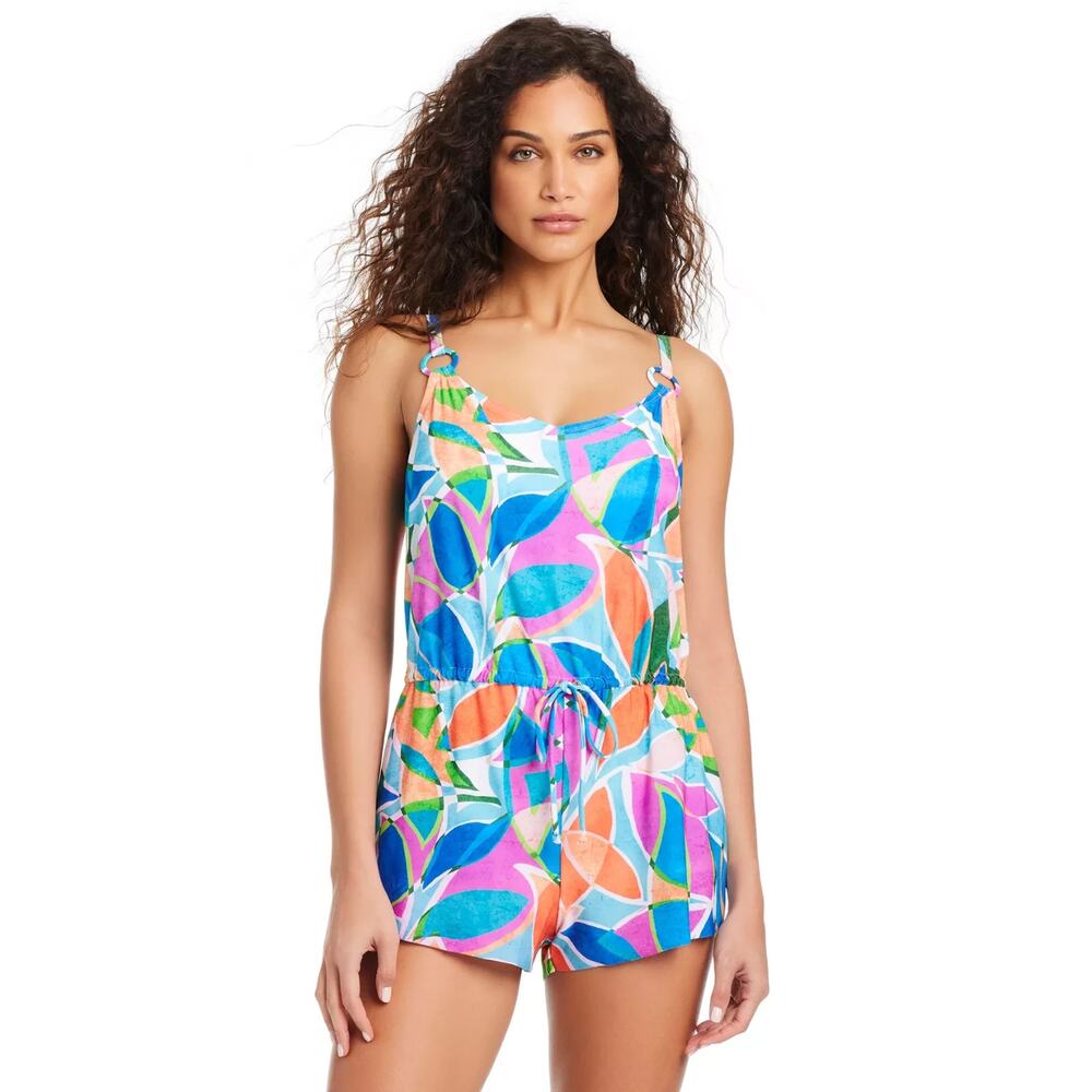 Beyond Control Captiva Island Blouson Romper Multi Size 12 0585
